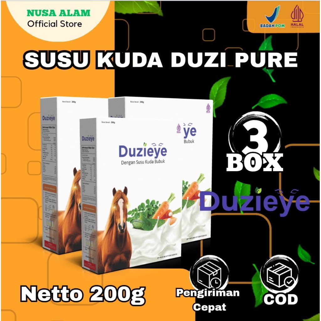 

Duzi Eye - Susu Kuda Lombok Nutrisi Mata Bubuk 200 Gram 3 Box