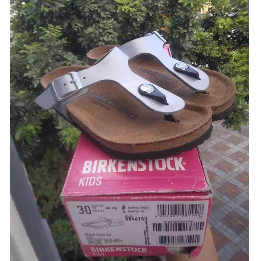 Ori Preloved Birken.stock Gizeh Kids BS Silver Sandal Anak Perempuan Size 30