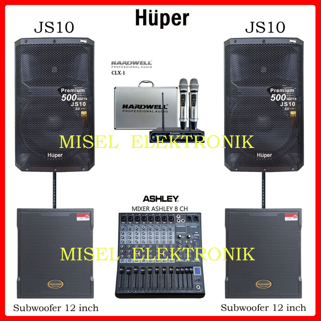 Paket Sound System Outdoor Speaker 15 Inch Huper JS10 Subwoofer 12 Inch