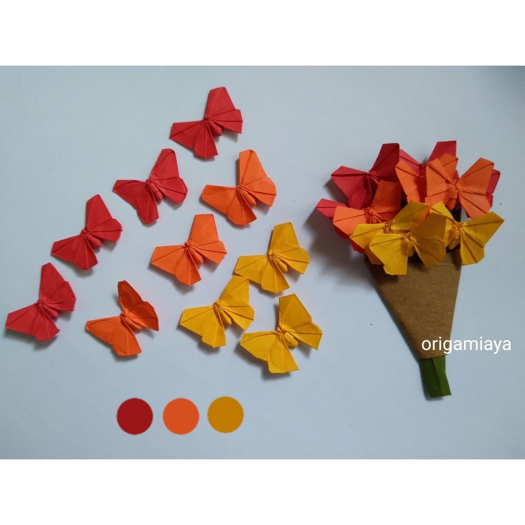 

origami butterfly tiny mini bouquet buket kupu-kupu kecil warna warni scrapbook mahar