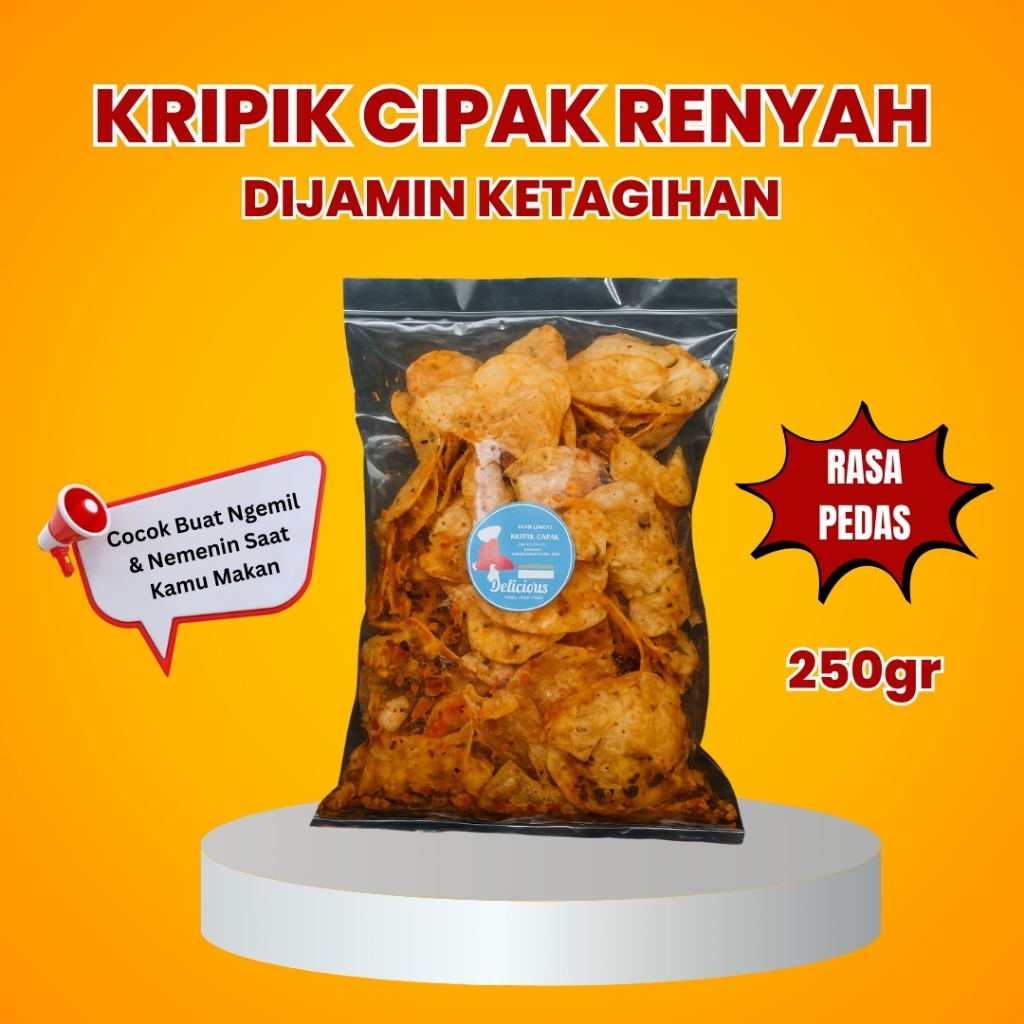 

Keripik Cipak Renyah Pedas 250gr | Camilan Snack Enak Murah