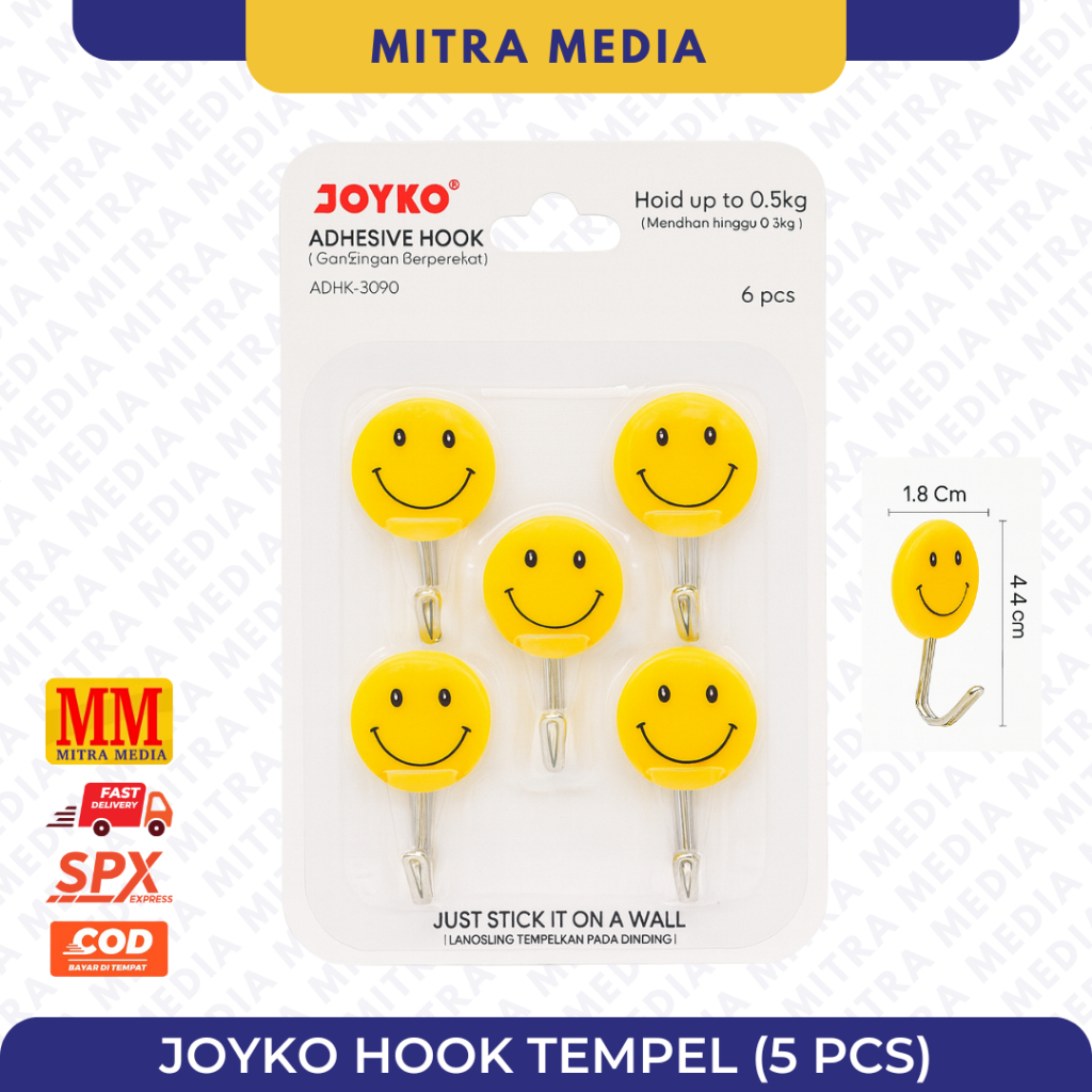 JOYKO ADHESIVE HOOK TEMPEL ADHK-3090 0.5KG / GANTUNGAN TEMPEL (5PCS)