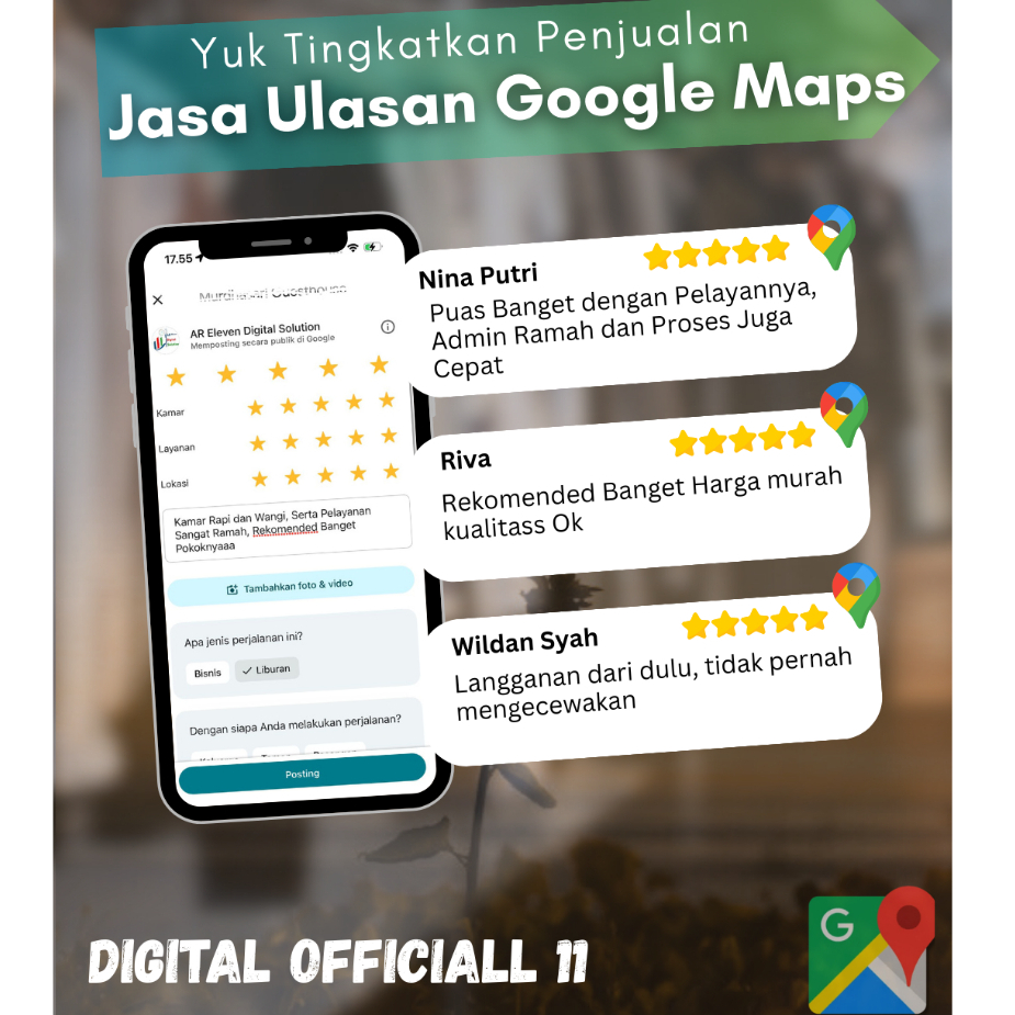 Review Google Maps / Review Google Bisnis /Rating Google Maps Permanen
