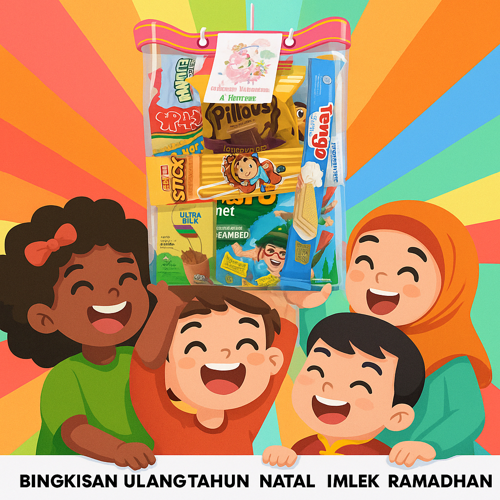 

Bingkisan Snack Ulang Tahun Anak// Hampers Ulang Tahun Anak BINGKISAN NATAL/ BINGKISAN IMLEK/BINGKISAN RAMADHAN