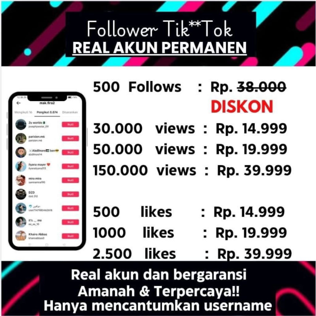 FOLLOWERS TIK**TOK PERMANEN