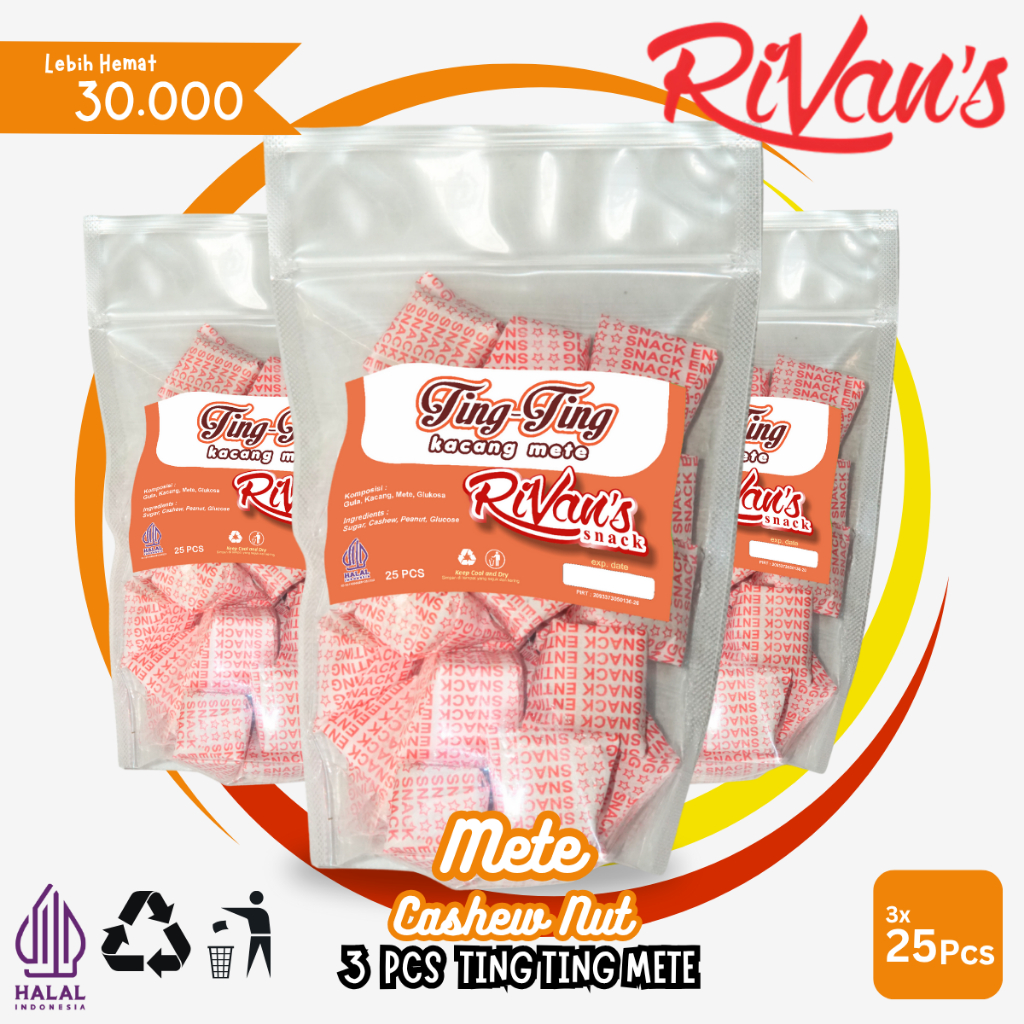 Snack Ting Ting Rivan Tingkers Mete Triple Bundling - Tingkers 100% Kacang Pilihan - Topping Mete