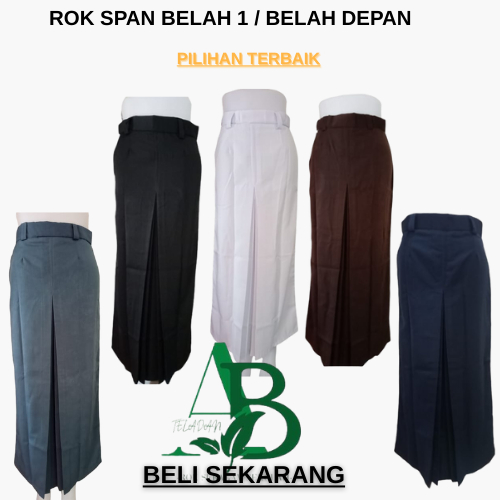 Rok Sekolah anak SMP/MTS DAN SMA/SMK Span belah tengah/ belah 1 panjang non karet Rok Seragam Rok Ab