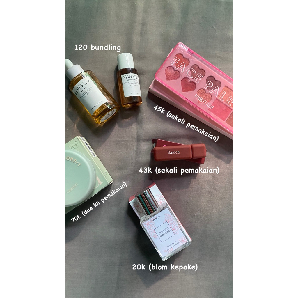 preloved cushion coloutfit wardah, eyeshadow pinkflash, liptint raecca