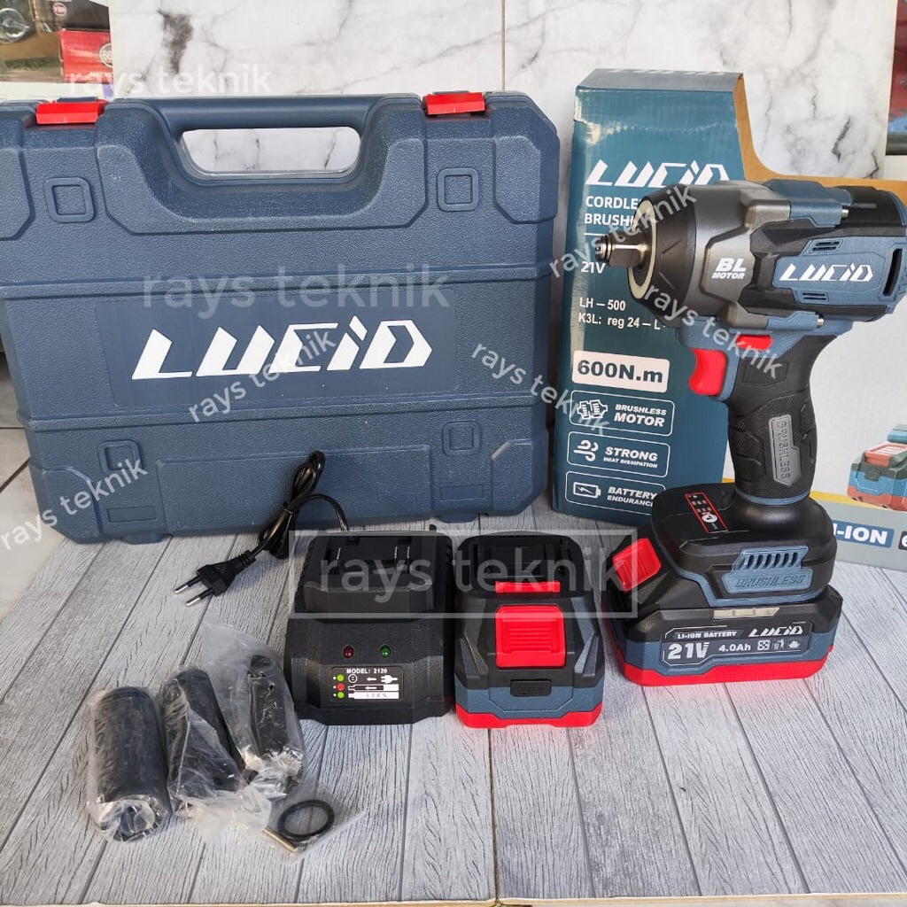 Cordless Impact Wrench Lucid LH-500 Mesin impact pembuka baut Lucid LH500 2 baterai