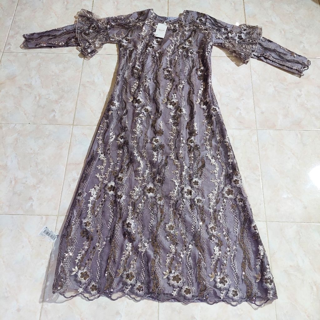 Dress Mayoutfit Tile Brokat Bordir Dark Grey