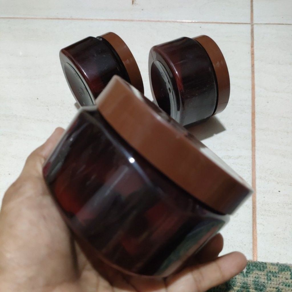 pot lulur PET 250g kotak coklat