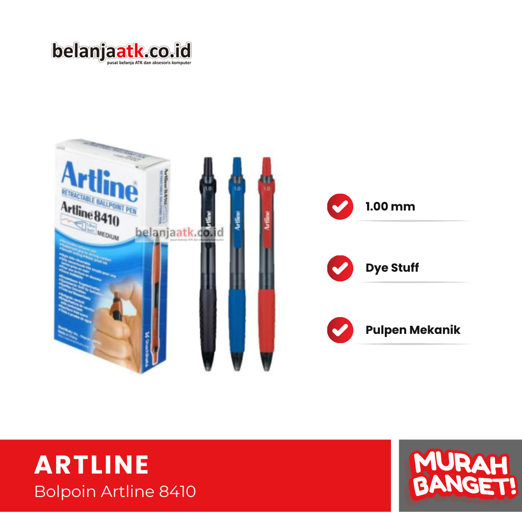 

Bolpoin Artline 8410 1.0 mm / Retractable Ballpoint Pen