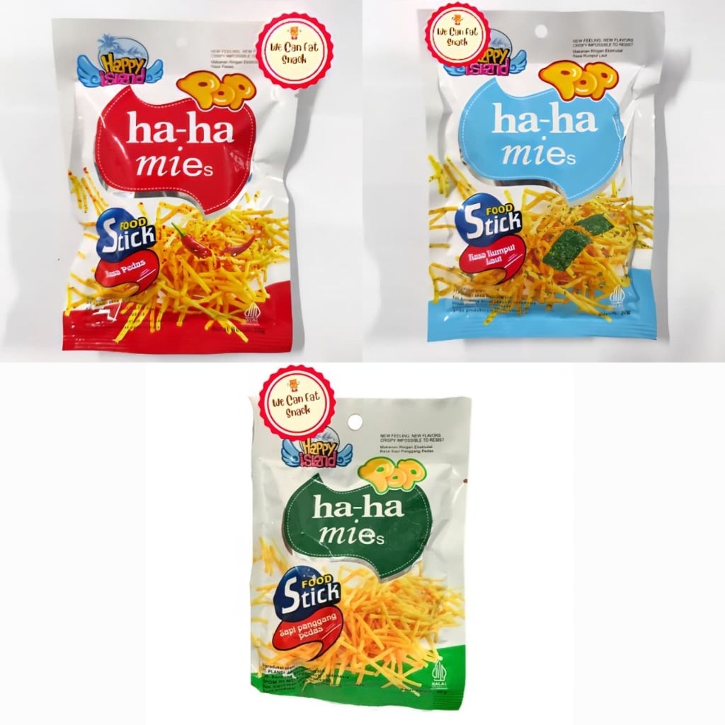 

Pop Ha-Ha Mies Happy Island Food Stick Mie Stik Snack All Varian Keripik