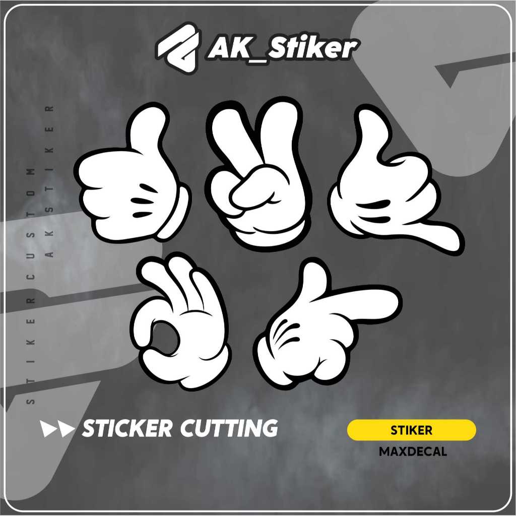 

(TERLARIS) Cutting Sticker Emoticon Mickey Hand Sign Call Me - Peace - Fucek - OK