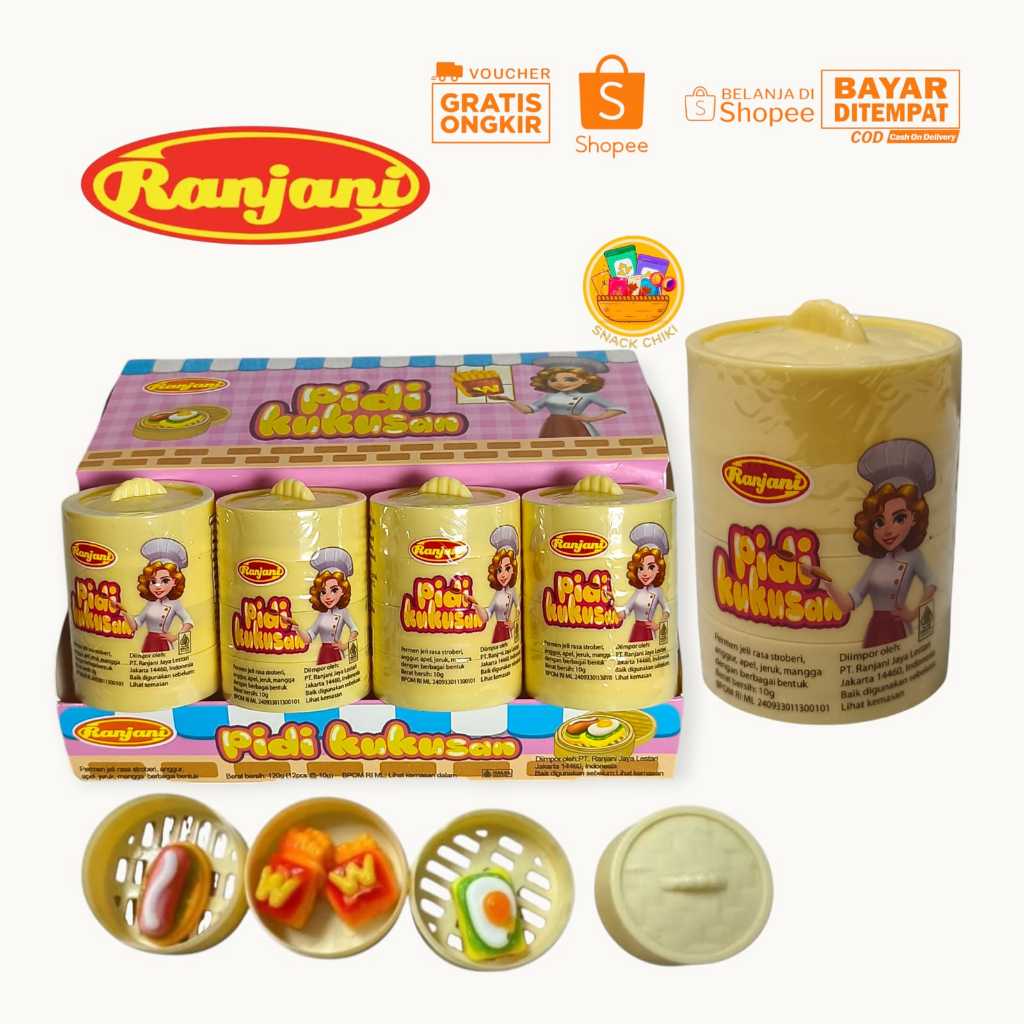 

RANJANI YUPI PIDI KUKUSAN PERMEN JELI RASA BUAH BUAHAN 1 BOX 12 PCS