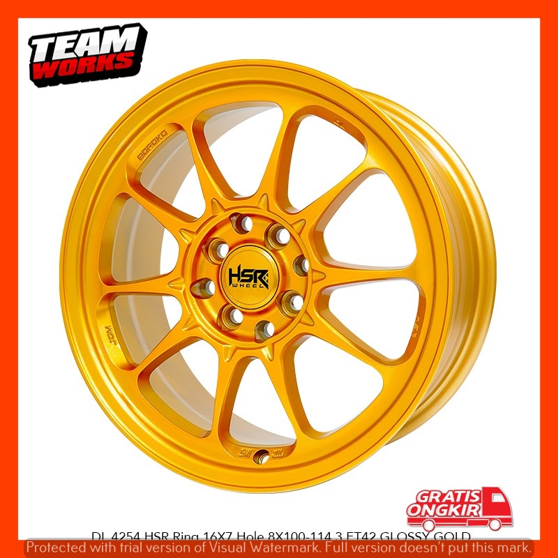 VELG MOBIL MODEL C28 RING16 GLOSSY GOLD UNTUK BRIO AVANZA XENIA HSR DL 4254 LEBAR7 PELEK R16