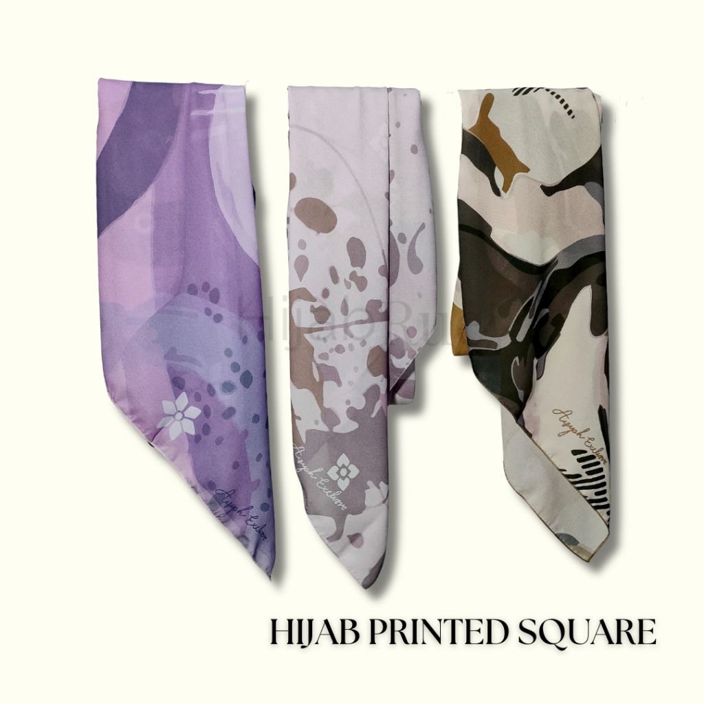 Hijab Square Printed Scarf – Jilbab Segi Empat Motif Poly-Silk Chiffon Aisyah Exclusive