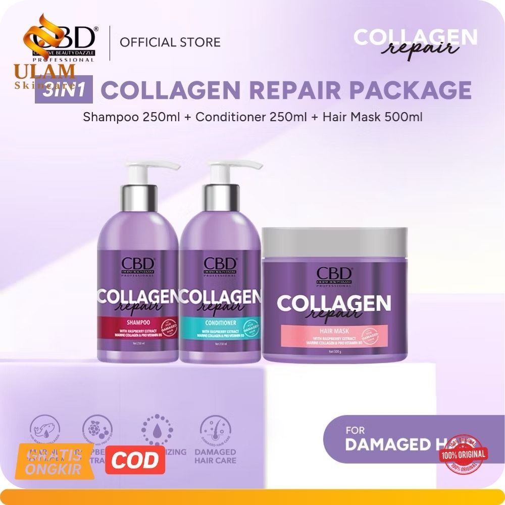 CBD Collagen Repair Shampoo & Conditioner Perawatan rambut treatment rambut rontok kusut bercabang