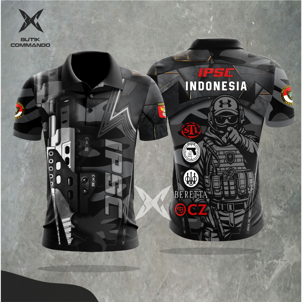 Kaos Jersey Wangki Menembak IPSC Perbakin Shooting Club Tim Glock Full Print Premium