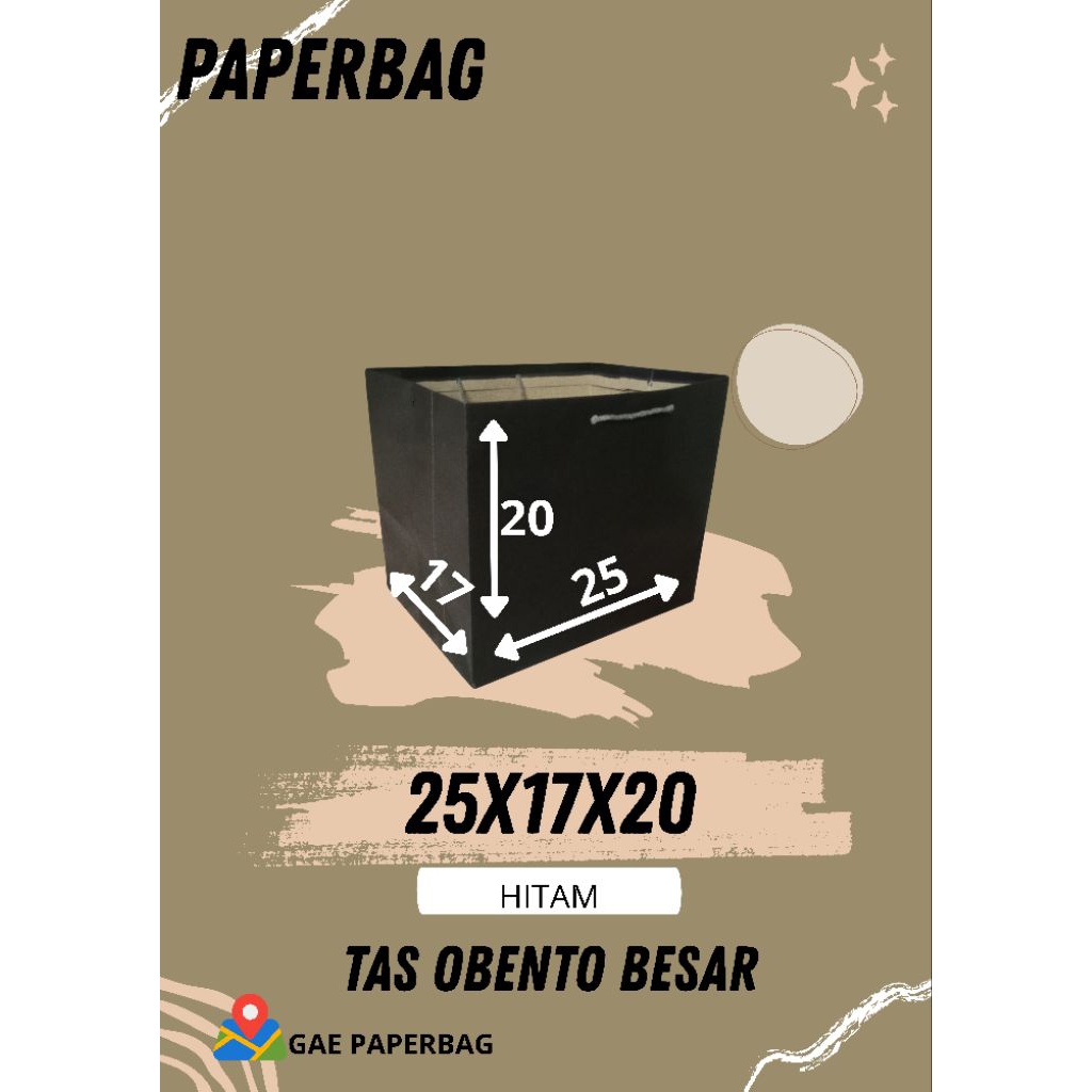 

PAPERBAG OBENTO HITAM/TAS NASI/TAS BESAT/TAS SYUKURAN/TAS UKURAN 25x17x20/TAS SLAMETAN