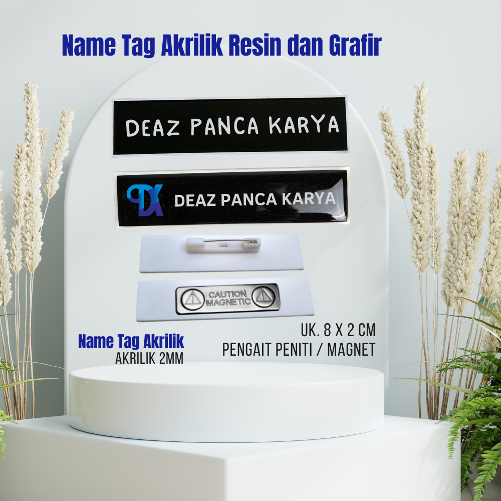 

Papan nama / Name Tag / Nama Dada / Name Tag Akrilik Grafir / Name Tag Peniti / Name Tag Magnet