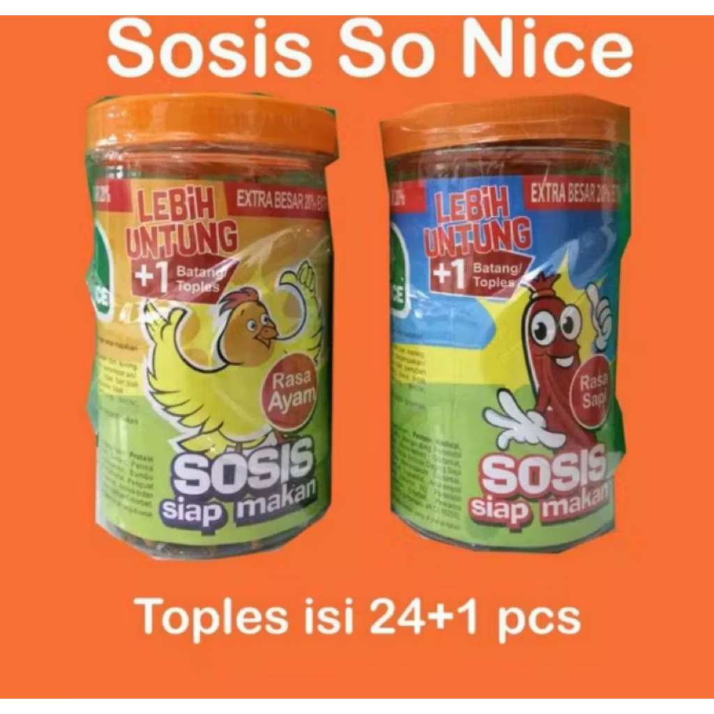 

So Nice Sosis rasa ayam/sapi isi 24+1free lebih hemat dan murah