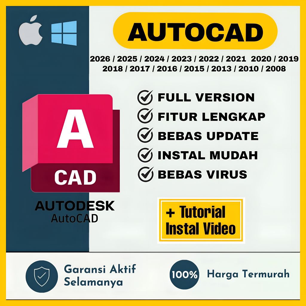 Autocad 2026 - 2008 Full Version Lifetime Permanen Windows & Mac Os | Full Versi 2026 / 2025 / 2024 