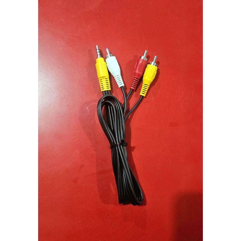 JACK 3.1 KABEL RCA MERAH PUTIH KUNING KE JACK AUDIO 3.5 MM ORIGINAL POLYTRON