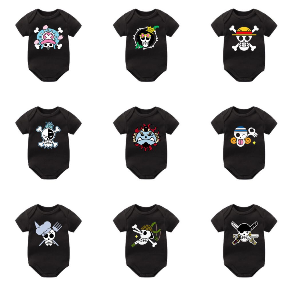 Baju Bayi Usia 0-12 Bulan Jumper Bayi Anime One Piece Romper Bajak Laut One Piece Luffy Jumpsuit Imu