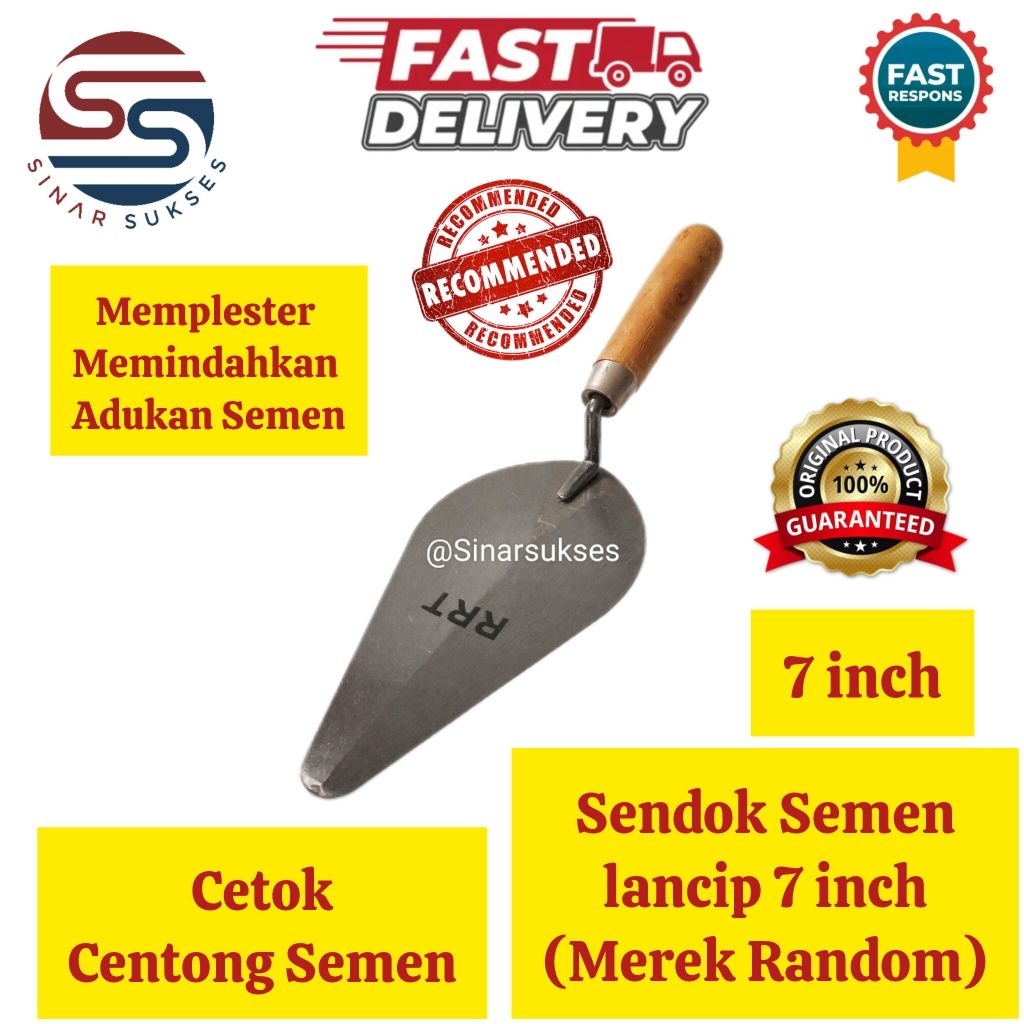 Sendok Semen Lancip 7 inch Merek Random / Cetok Semen/ Centong Semen/ Sendok Semen Kecil/ Sendok Sem