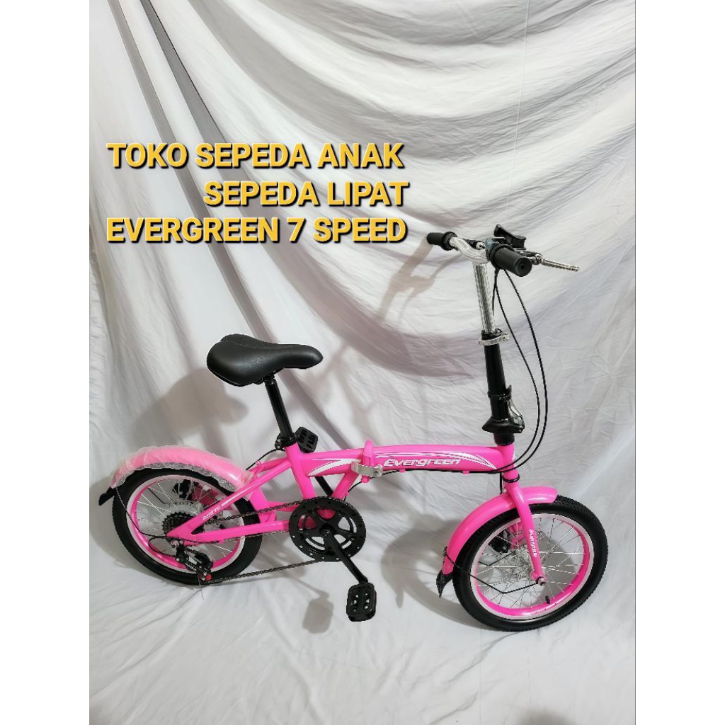 MURAH Sepeda Lipat Evergreen 16 inch 1 Speed Rem Vbrake