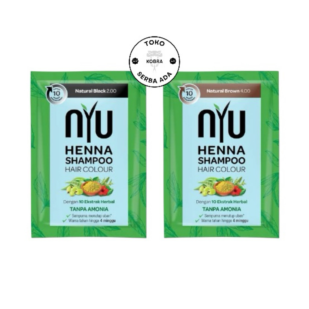 Nyu Henna Shampoo Hair Color 20ML Natural Black/ Natural Brown