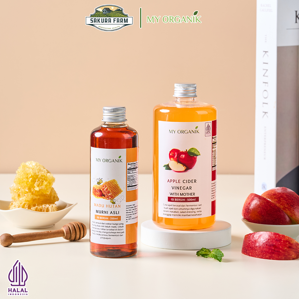 

My Organik 2 in 1 250ml Madu 500ml Cuka Apel Organik with Mother apple cider vinegar untuk Kesehatan