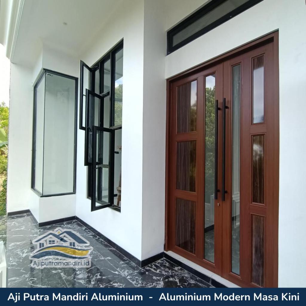 Pintu Utama Aluminium Serat Kayu Alutama Custom Berkualitas