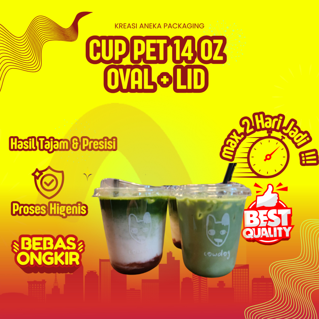 SABLON  GELAS CUP 14 OZ OVAL PET STARINDO