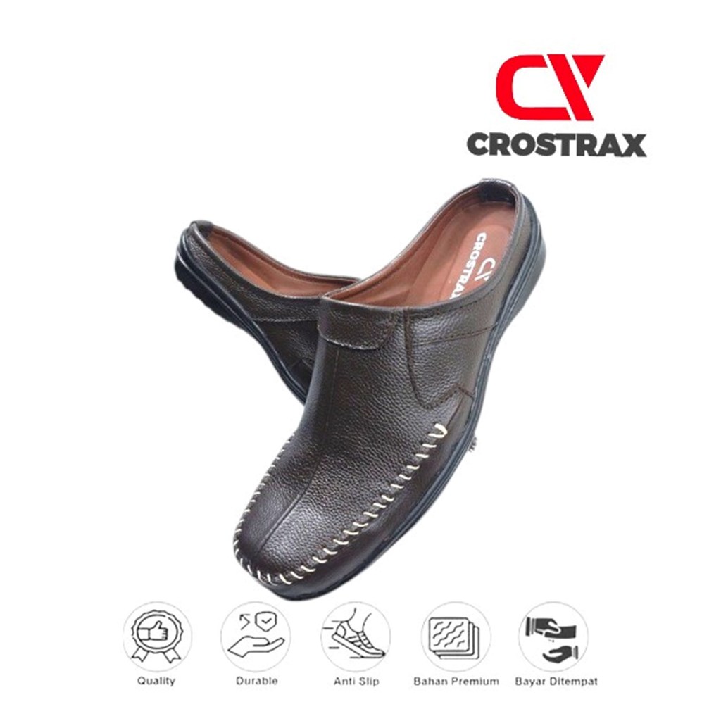 Sepatu Sandal  Bustong Pria Kulit Asli Selop Slop Sendal Bustong Sepatu Bustong Pansus Sandal Santai