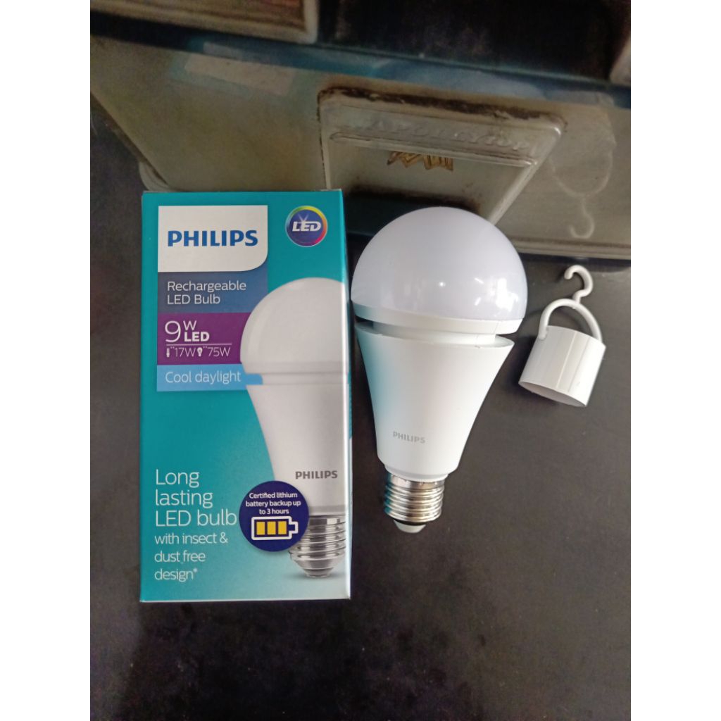 Led bulb rechargeable Philips 9watt cahaya putih