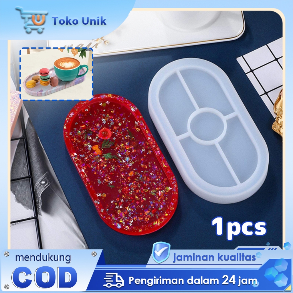 Cetakan Resin DIY Mold Nampan Resin Silikon Cetakan Resin Coaster Oval Cetakan Resin Tatakan