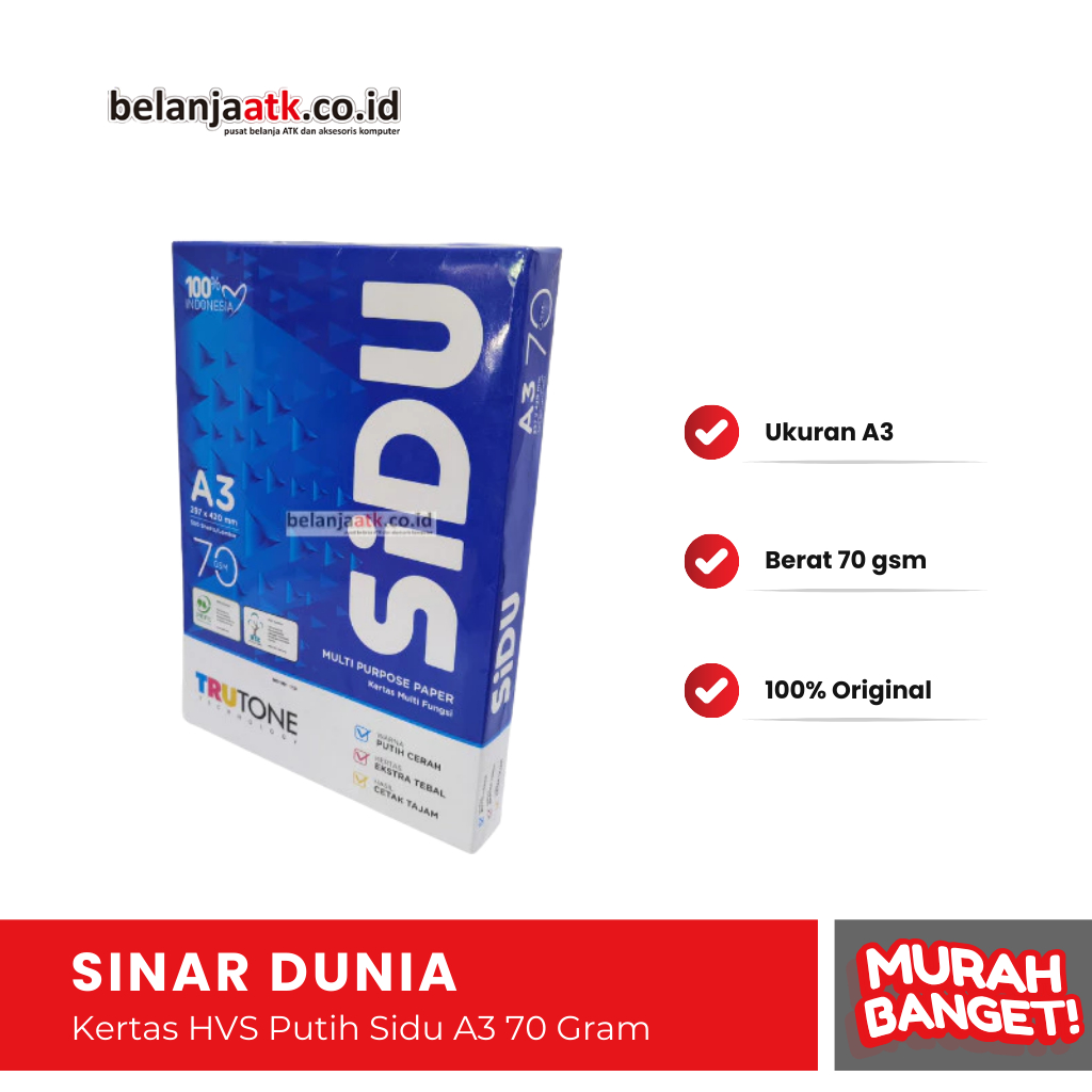 

Kertas HVS Putih Sidu A3 70 Gram