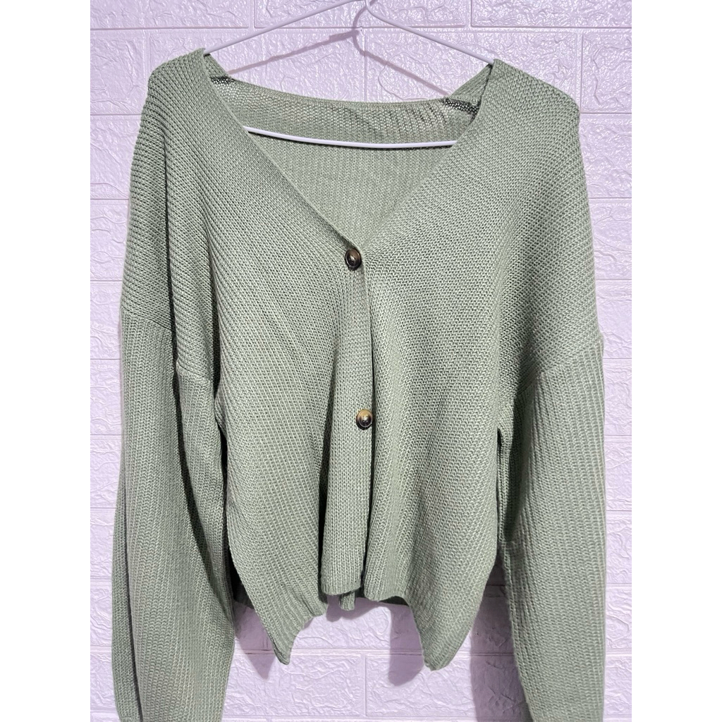 preloved cardigan rajut hijau