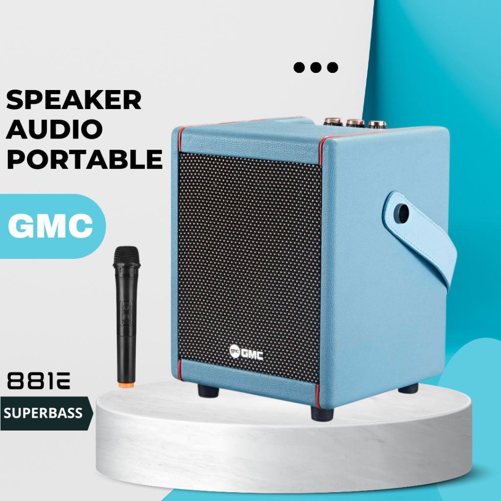 Speaker GMC 881E Subwoofer Bass / Bluetooth Karaoke Speaker 4" – 125W, 1 Wireless Mic, Karaoke
