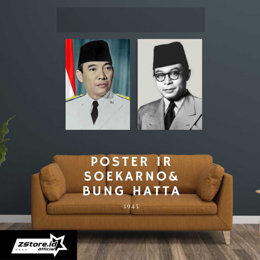 Sticker print wall poster pahlawan IR SOEKARNO & BUNG HATTA