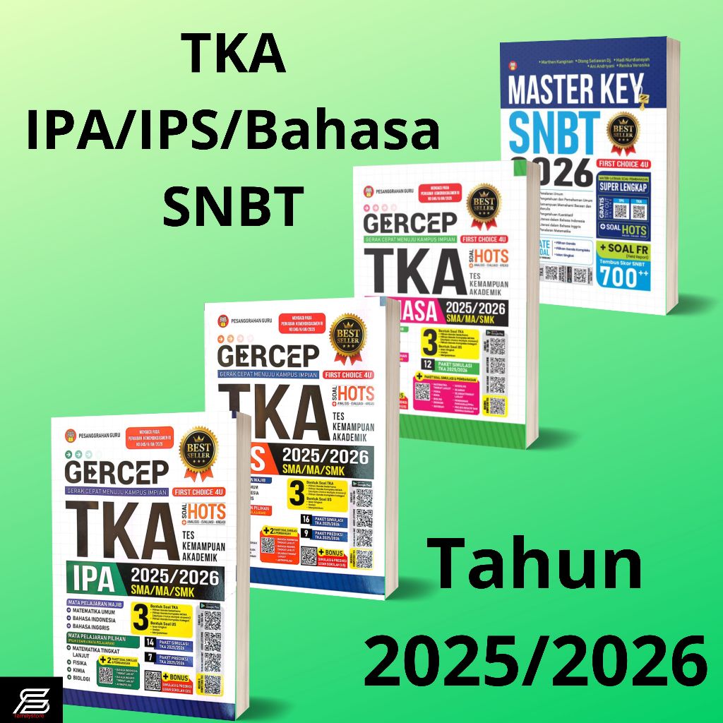 Buku Gercep TKA IPA/IPS/Bahasa Indonesia/Inggris/Bahasa/SNBT SMA/MA/SMK 2025/2026