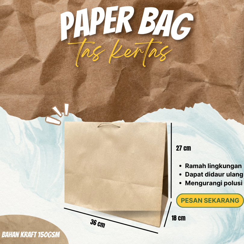 

Paper Bag / Tas Kertas / Go Green Bag Ukuran 36 x 18 x 27CM