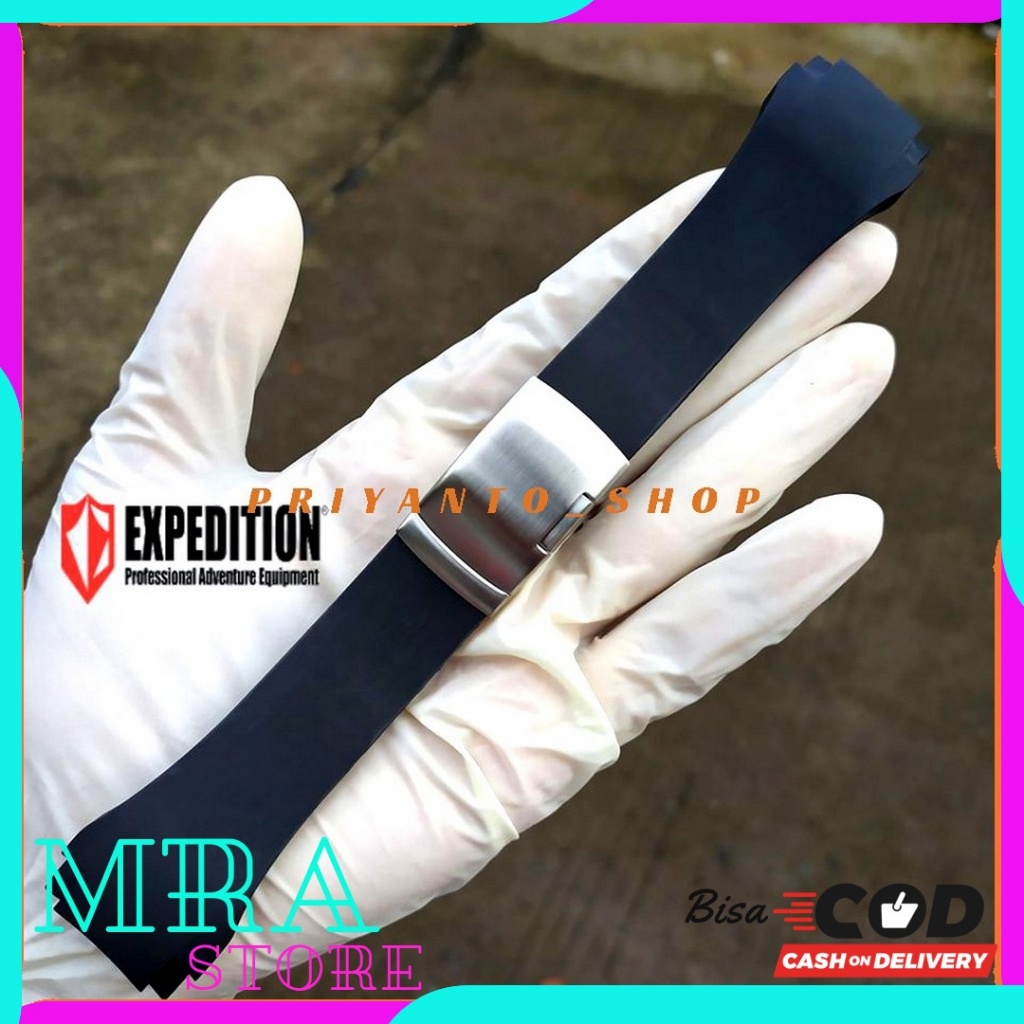 Strap Tali Jam Tangan Rubber Expedition E 6335 Expedition 6335 Hitam premium