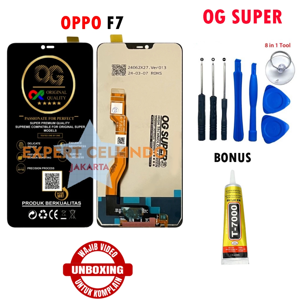 LCD Touchscreen OPPO F7 Fullset – Layar Sentuh HP Bonus Lem & Obeng Set