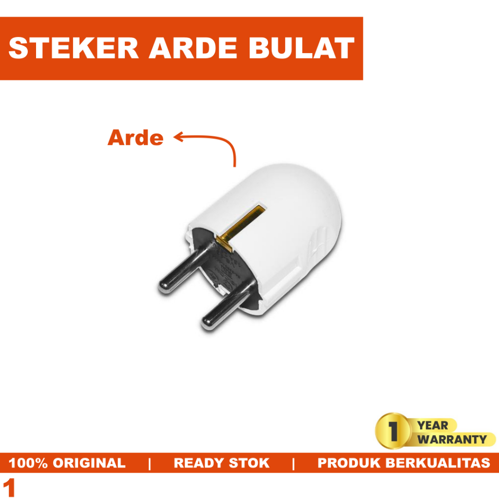 Steker Arde Bulat VISICOM Colokan Listrik Oval Pin kuningan SNI