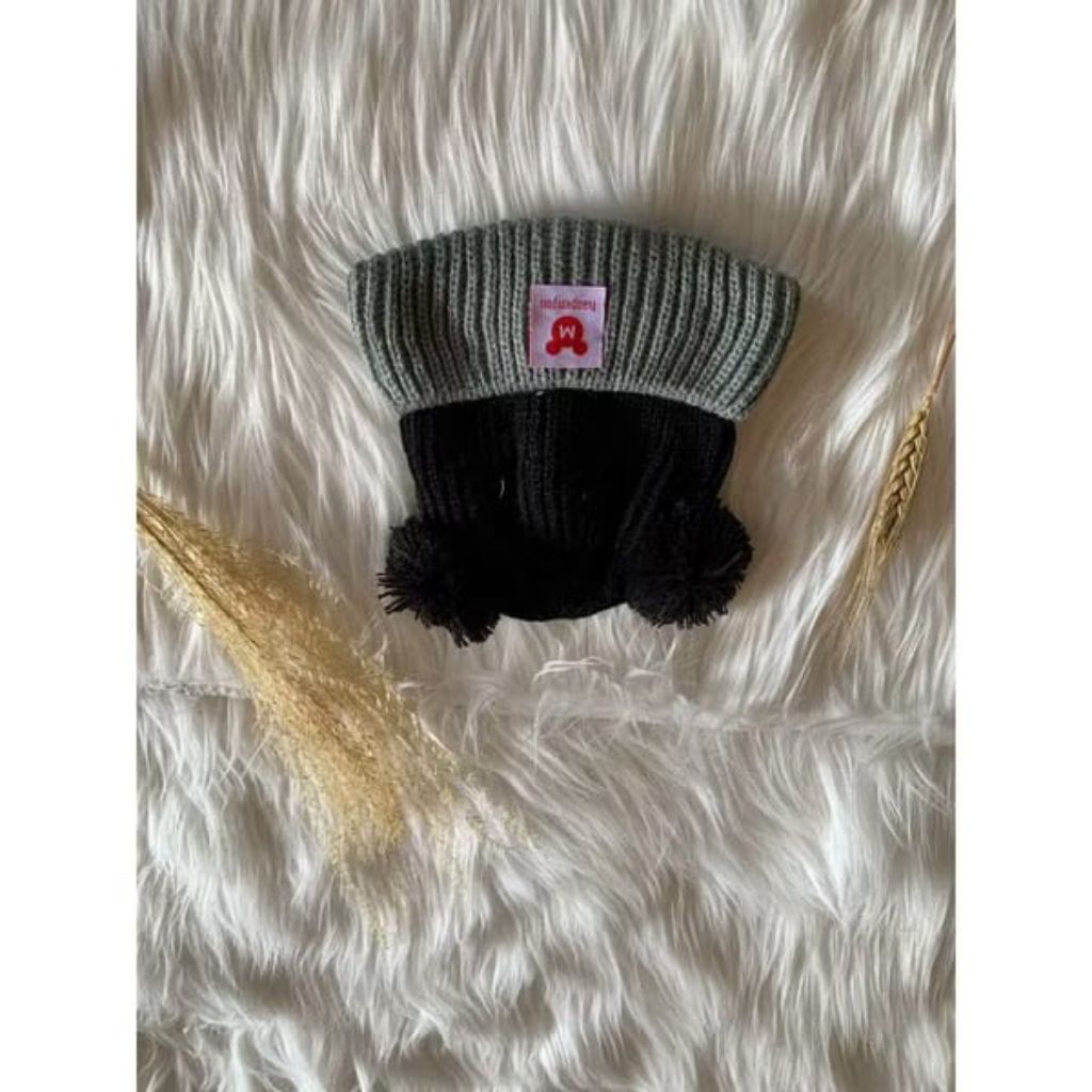 kupluk rajut anak bahan benang wol tebal dan nyaman dua warna (HAOPENYOU)