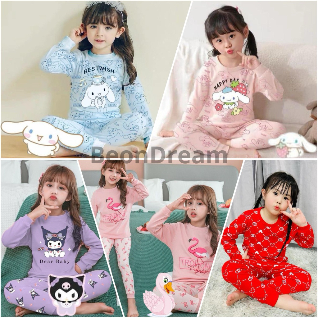 Piama Anak Perempuan/Laki Laki Terbaru 1-10 Tahun Piama Anak Terbaru Desain Simpel Lucu Model Kekini