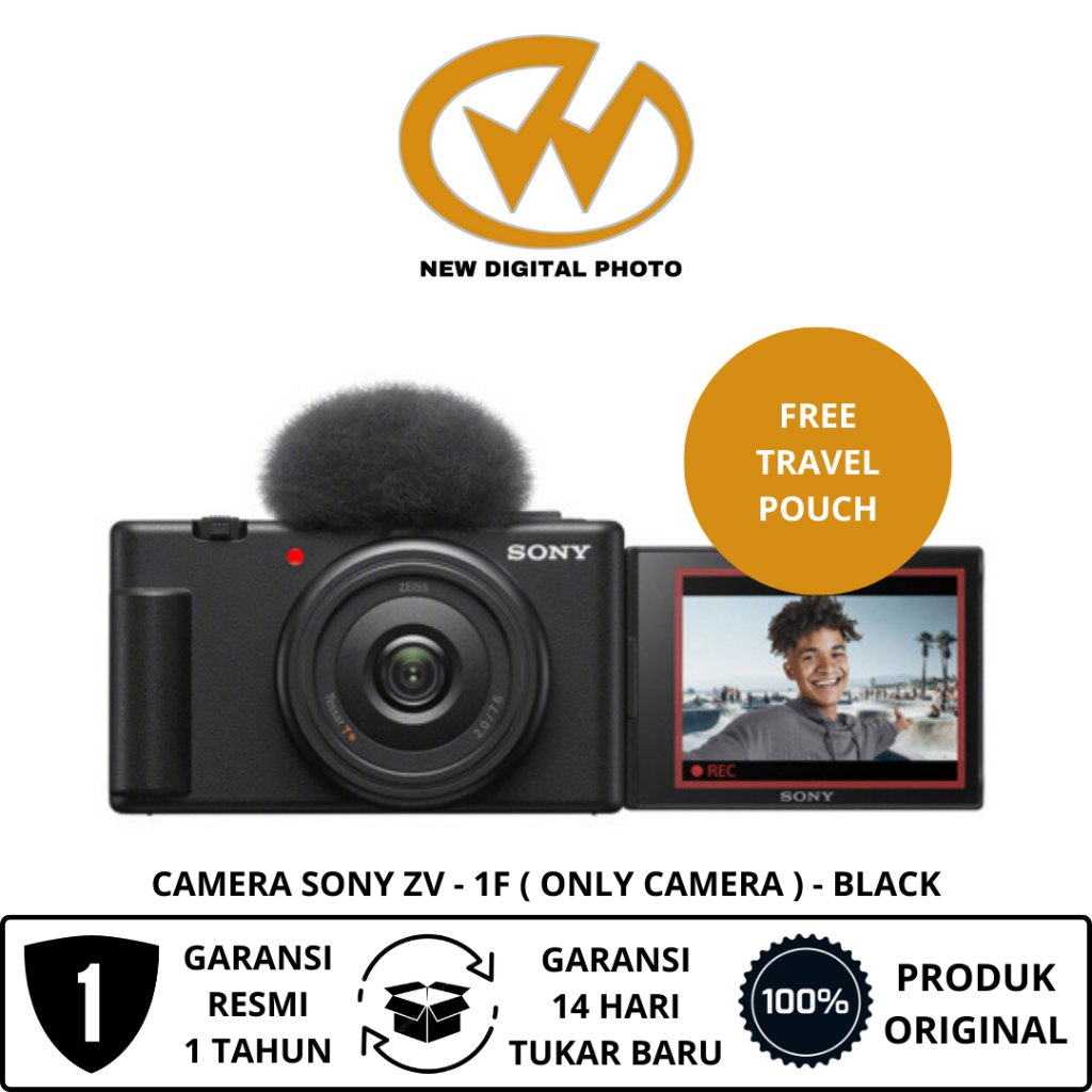 Sony ZV-1F Vlogging Camera / Kamera Digital Sony / Free Travel Pouch - Black - Garansi Resmi